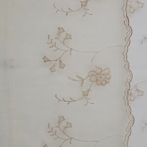Sheer Embroidered Tan Floral Curtain Panel (One Panel) 54" Wide X 84" Long